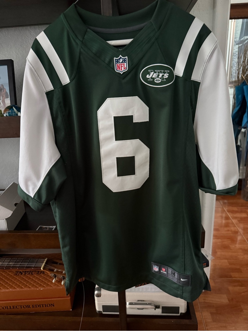 Nike Green and White Jets #6 Football Jersey
